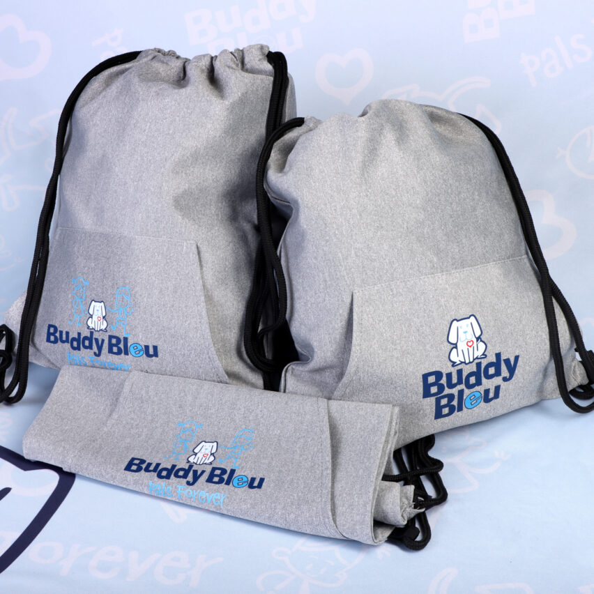 16" Stretch Buddy Bleu Sports Drawstring Tote Bag