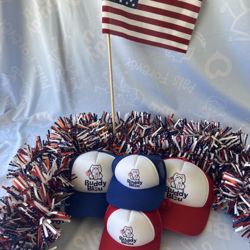 Buddy Bleu July 4th Trucker Pup Lids